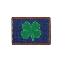 Clover Needlepoint Credit Card Wallet in Navy by Smathers & Branson - Country Club Prep