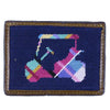 Custom Madras Golf Cart Needlepoint Credit Card Wallet in Dark Navy by Smathers & Branson - Country Club Prep