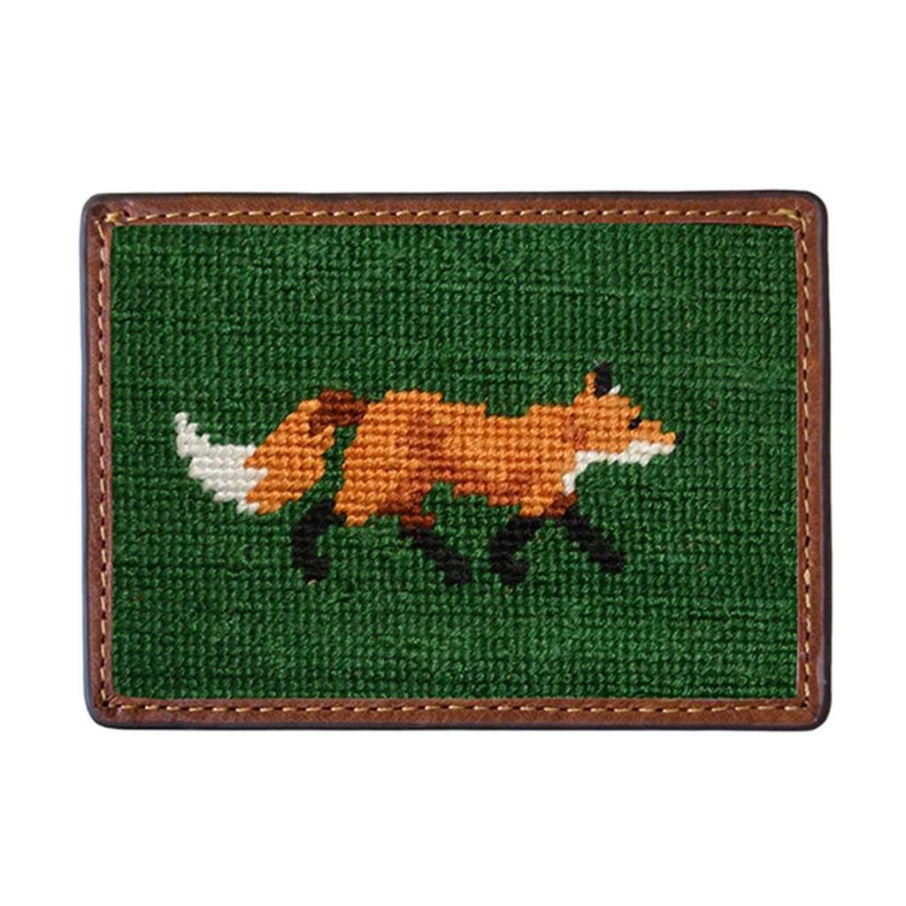 Fox Needlepoint Credit Card Wallet in Dark Forest by Smathers & Branson - Country Club Prep