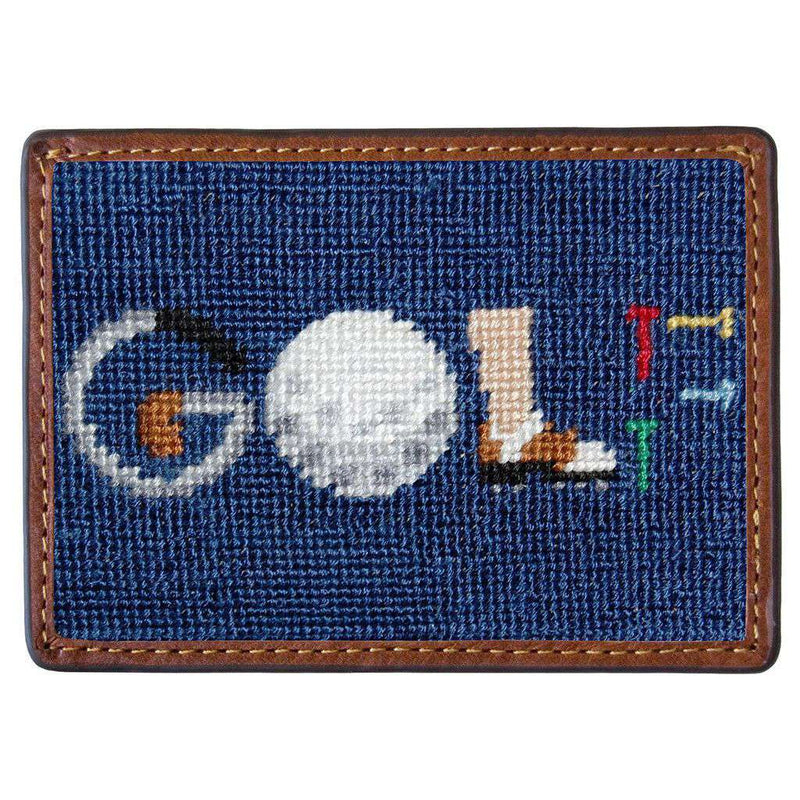 GOLF Needlepoint Credit Card Wallet in Navy by Smathers & Branson - Country Club Prep