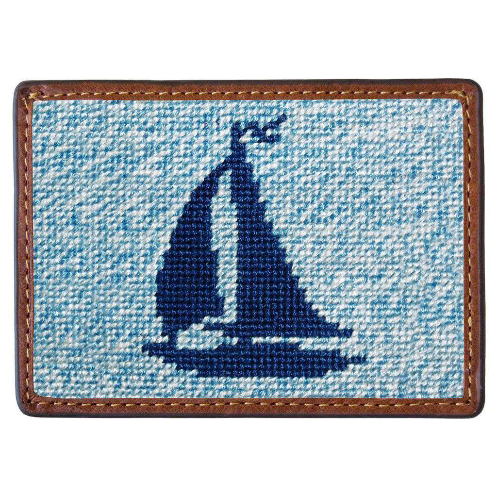 Heathered Sailboat Needlepoint Credit Card Wallet by Smathers & Branson - Country Club Prep