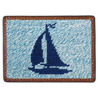Heathered Sailboat Needlepoint Credit Card Wallet by Smathers & Branson - Country Club Prep