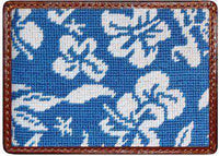Hibiscus Credit Card Wallet in Blue by Smathers & Branson - Country Club Prep