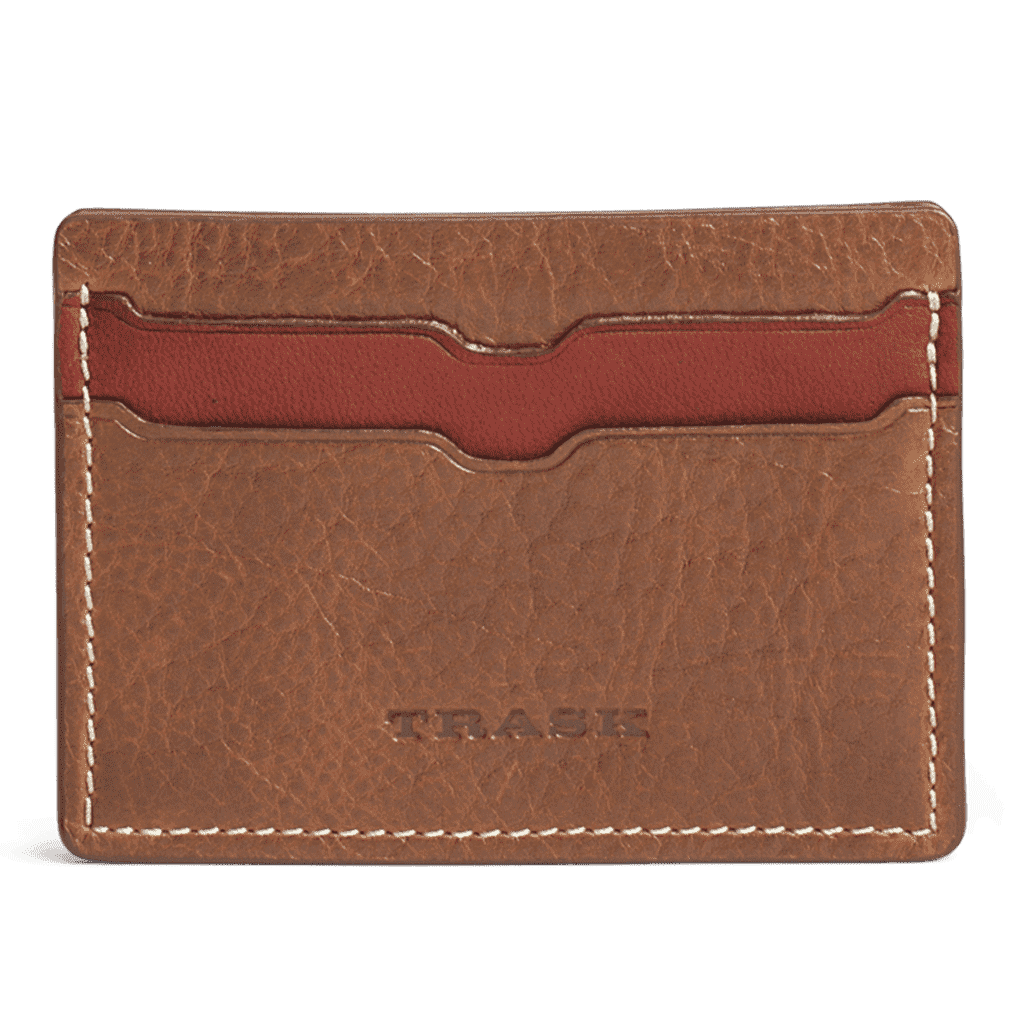 Jackson Weekender Credit Card Wallet in Cognac American Bison by Trask - Country Club Prep
