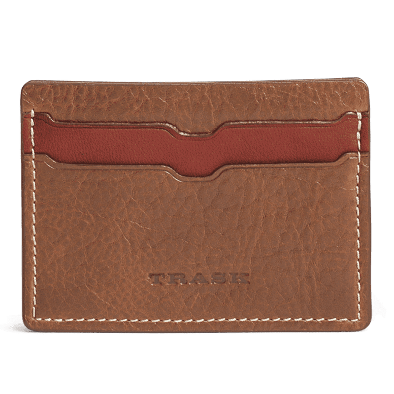 Jackson Weekender Credit Card Wallet in Cognac American Bison by Trask - Country Club Prep