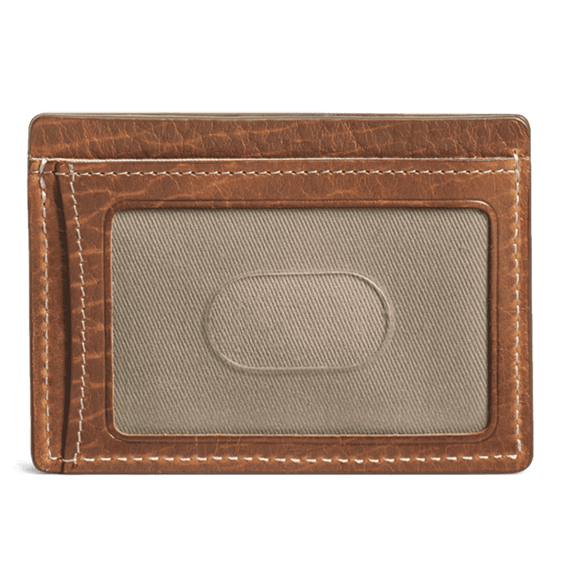 Jackson Weekender Credit Card Wallet in Cognac American Bison by Trask - Country Club Prep