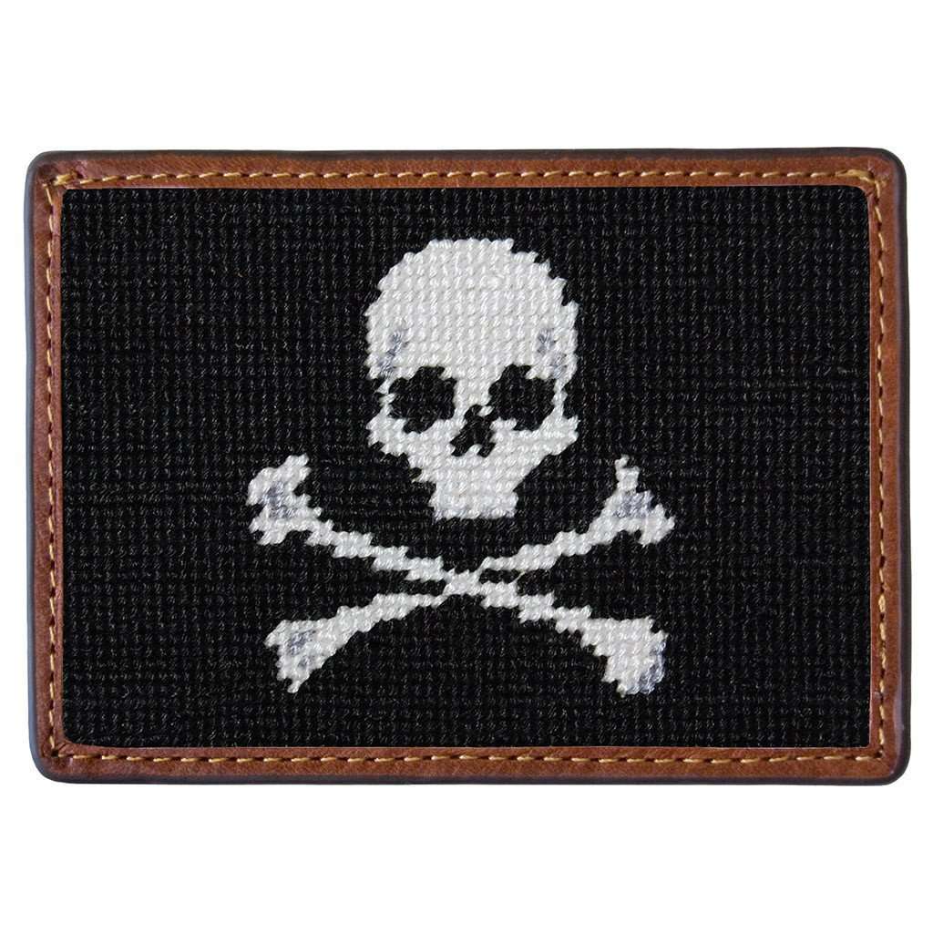Jolly Roger Needlepoint Credit Card Wallet in Black by Smathers & Branson - Country Club Prep