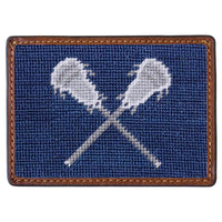 Lacrosse Needlepoint Credit Card Wallet in Navy by Smathers & Branson - Country Club Prep