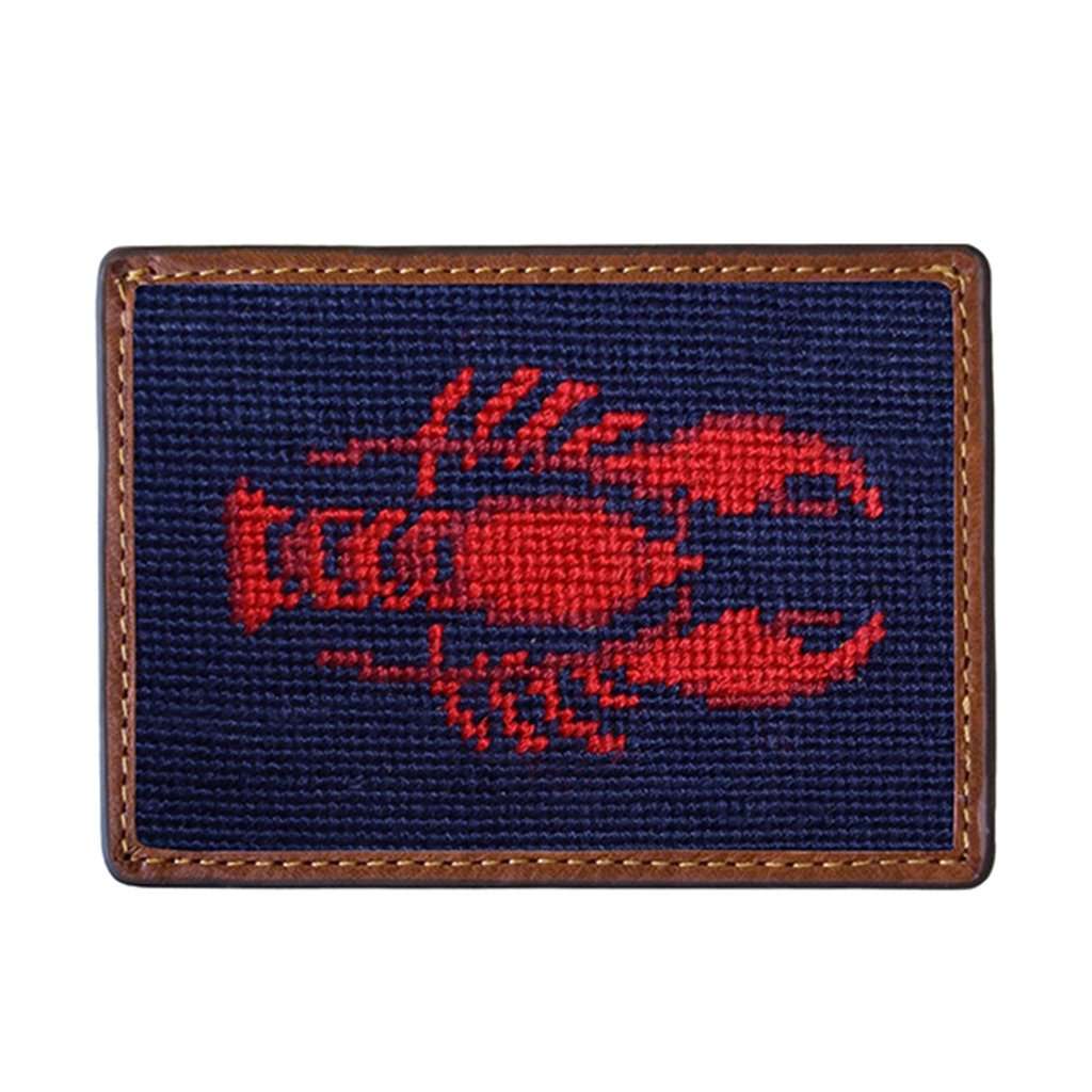 Lobster Needlepoint Credit Card Wallet in Dark Navy by Smathers & Branson - Country Club Prep