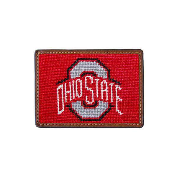 Ohio State University Needlepoint Credit Card Wallet in Red by Smathers & Branson - Country Club Prep