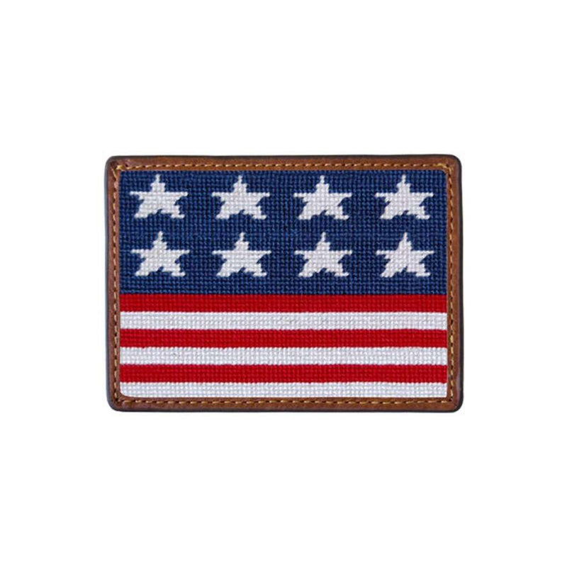 Old Glory Needlepoint Credit Card Wallet in Red, White, and Blue by Smathers & Branson - Country Club Prep