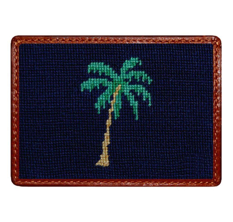 Palm Tree Credit Card Wallet in Blueberry by Smathers & Branson - Country Club Prep