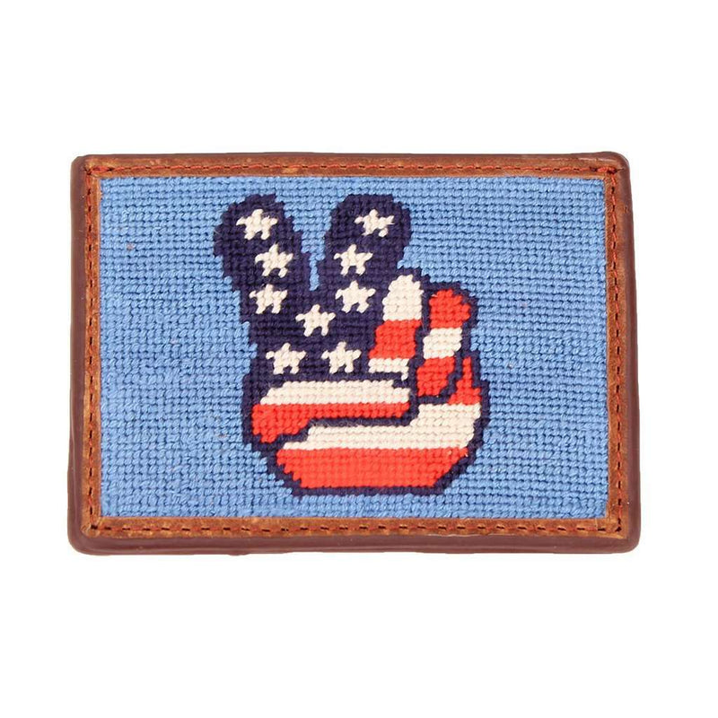 Patriotic Peace Needlepoint Credit Card Wallet by Smathers & Branson - Country Club Prep