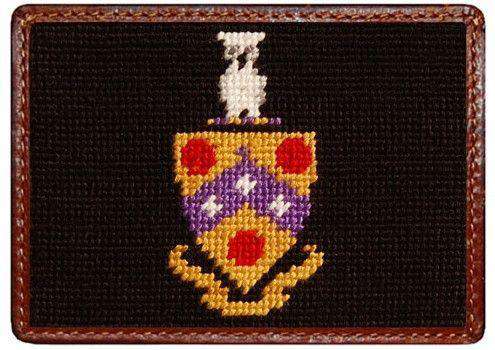 Phi Gamma Delta (FIJI) Needlepoint Credit Card Wallet in Black by Smathers & Branson - Country Club Prep