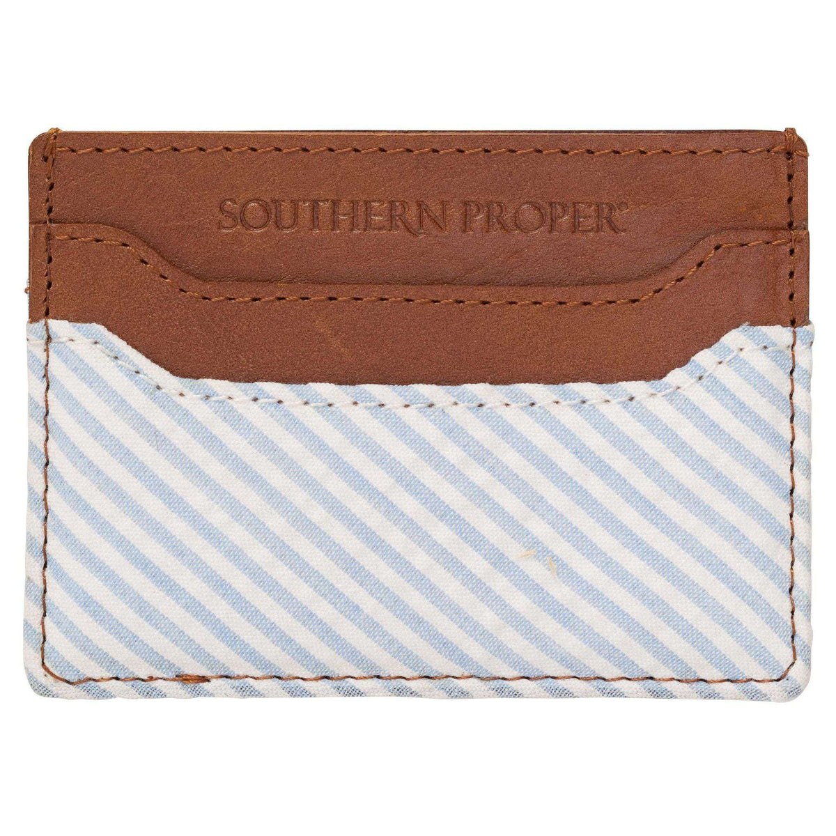 Proper Card Case in Blue/White Seersucker by Southern Proper - Country Club Prep