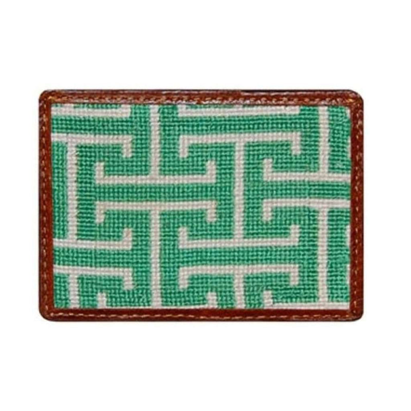 Prospect Needlepoint Credit Card Wallet in Green by Smathers & Branson - Country Club Prep