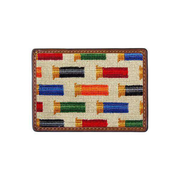 Rainbow Shotgun Shells Needlepoint Credit Card Wallet in Light Khaki by Smathers & Branson - Country Club Prep