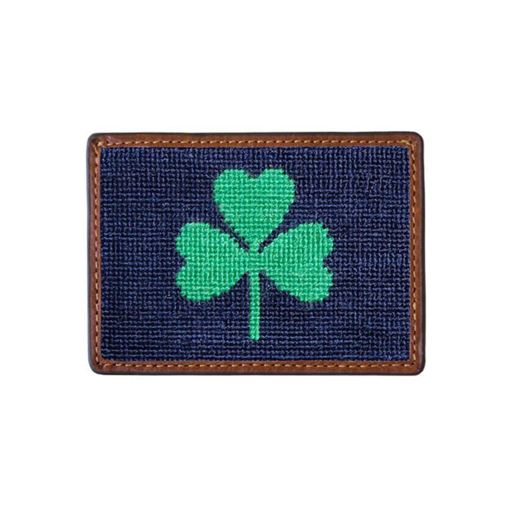 Shamrock Needlepoint Credit Card Wallet in Dark Navy by Smathers & Branson - Country Club Prep