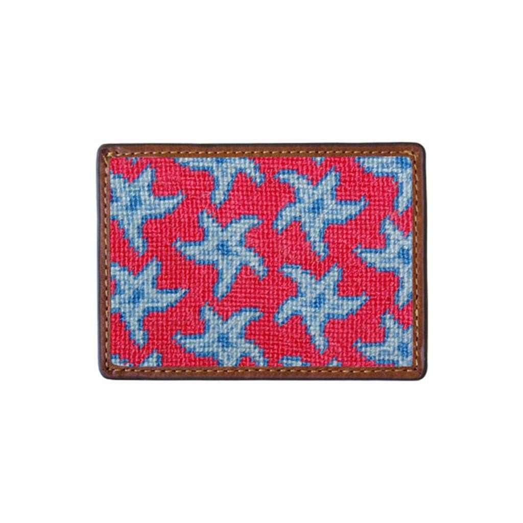 Starfish Needlepoint Credit Card Wallet in Coral by Smathers & Branson - Country Club Prep