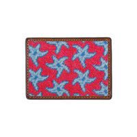 Starfish Needlepoint Credit Card Wallet in Coral by Smathers & Branson - Country Club Prep