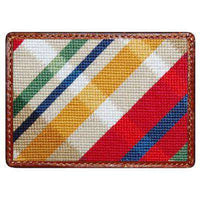 Traditional Madras Needlepoint Credit Card Wallet by Smathers & Branson - Country Club Prep