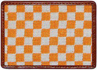 University of Tennessee Checkered Needlepoint Credit Card Wallet in Orange/White by Smathers & Branson - Country Club Prep