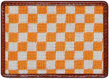 University of Tennessee Checkered Needlepoint Credit Card Wallet in Orange/White by Smathers & Branson - Country Club Prep