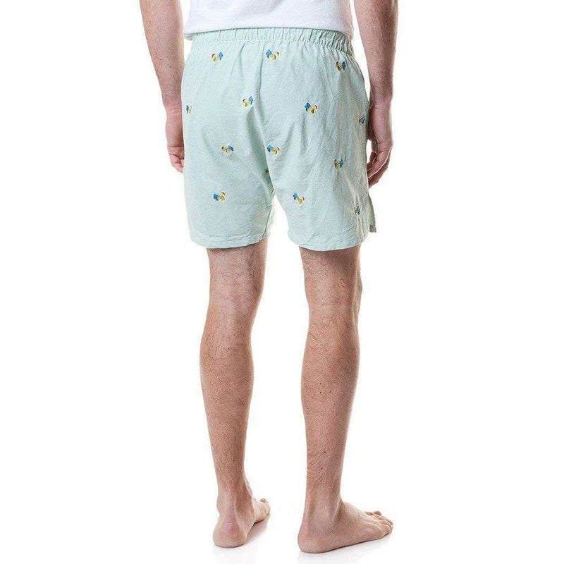 Barefoot Boxer in Seafoam Oxford with Embroidered Coq of the Walk by Castaway Clothing - Country Club Prep