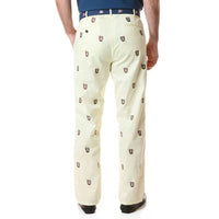 Harbor Pant in Citrus with Embroidered Bushwood Crest by Castaway Clothing - Country Club Prep