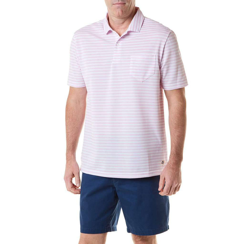 Salt Spray Polo in Pink Stripe by Castaway Clothing - Country Club Prep