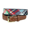 Hyannis Plaid Leather Tab Belt by Country Club Prep - Country Club Prep