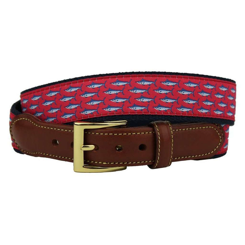 Marlin Brando Leather Tab Belt in Coral Red by Country Club Prep - Country Club Prep