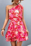 Floral Smocked Waist Tied One-Shoulder Dress - Country Club Prep