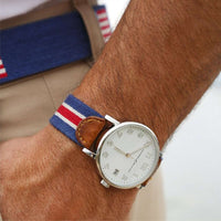 Red Multi Stripe Needlepoint Watch by Smathers & Branson - Country Club Prep