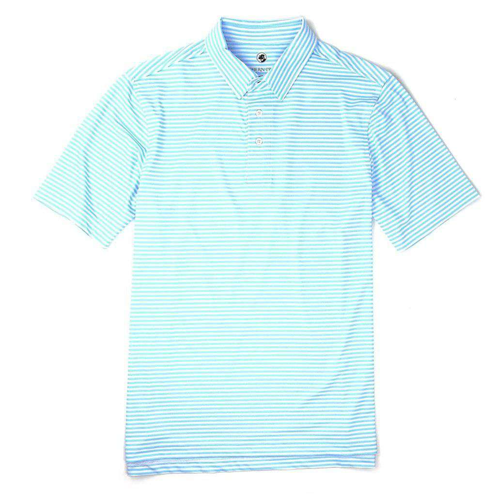 Classic Performance Polo in Sky Blue and White Stripe by Southern Proper - Country Club Prep