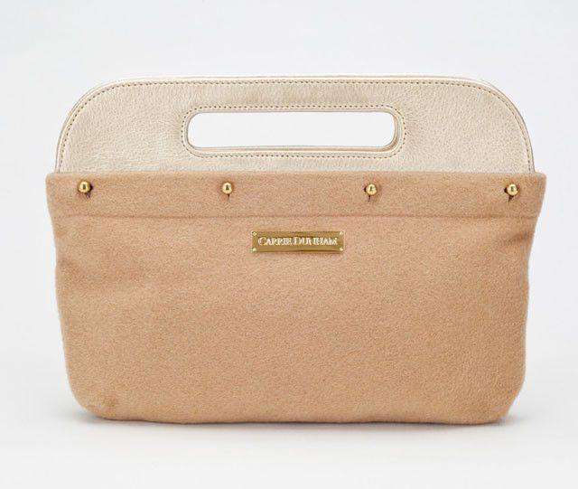 Clutch Cover in Camel Wool by Carrie Dunham - Country Club Prep