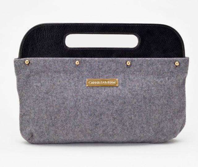 Clutch Cover in Charcoal Wool by Carrie Dunham - Country Club Prep