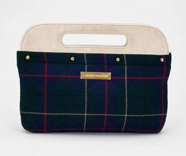 Clutch Cover in Hunter, Red, and Navy Quilted Wool by Carrie Dunham - Country Club Prep