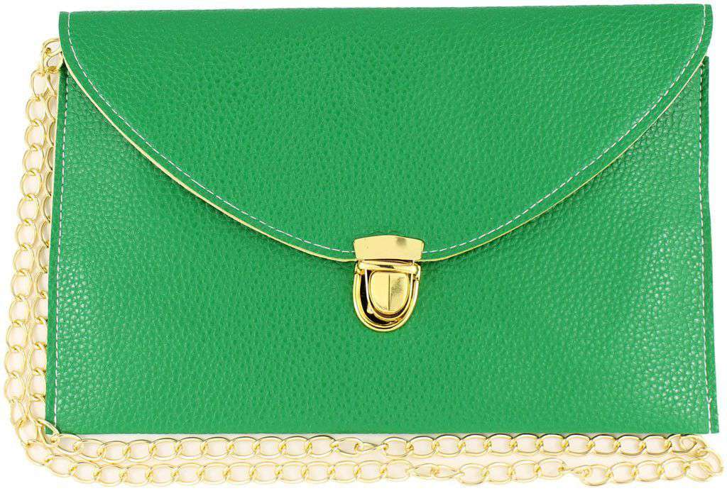 Envelope Clutch in Green by Pink Pineapple - Country Club Prep