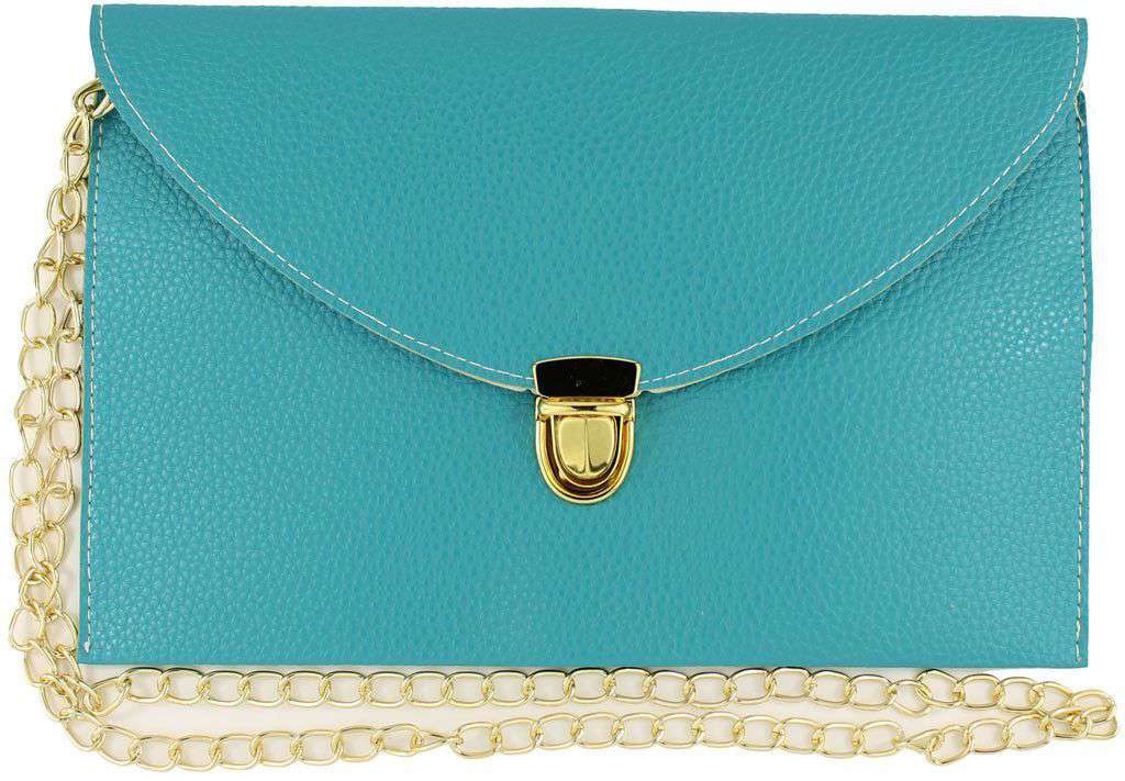 Envelope Clutch in Turquoise by Pink Pineapple - Country Club Prep