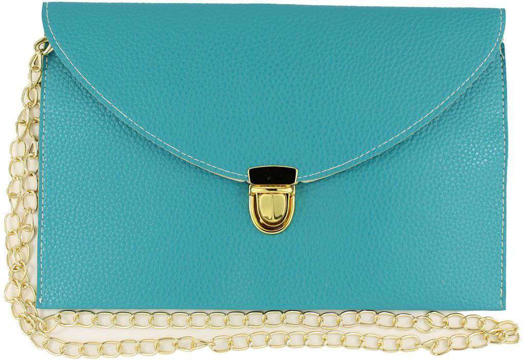 Envelope Clutch in Turquoise by Pink Pineapple - Country Club Prep