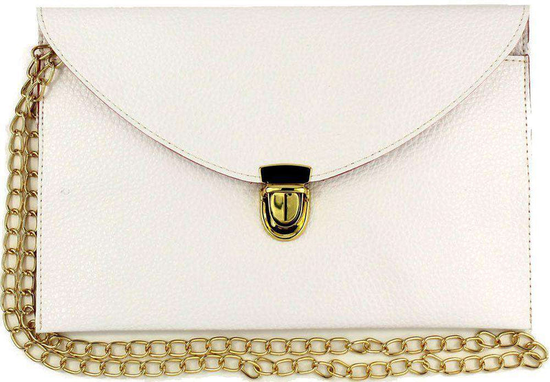 Envelope Clutch in White by Pink Pineapple - Country Club Prep