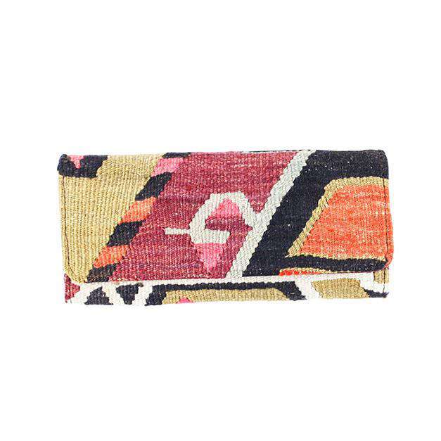 Kilim Clutch Purse in Shift Red & Tan by Res Ipsa - Country Club Prep