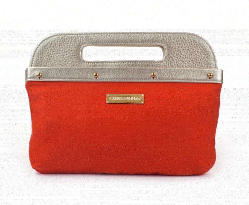 Linen Clutch Cover in Bright Flame by Carrie Dunham - Country Club Prep