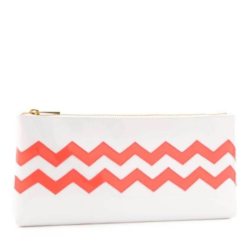 Manning Clutch in White with Watermelon Chevron by Lolo - Country Club Prep