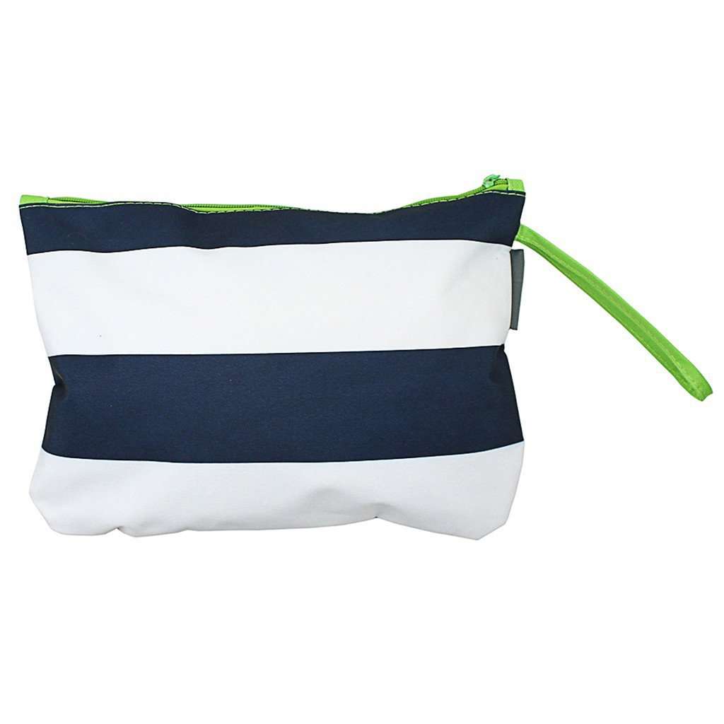 Preppy Stripe Bikini Bag in Navy/White/Lime by The Royal Standard - Country Club Prep