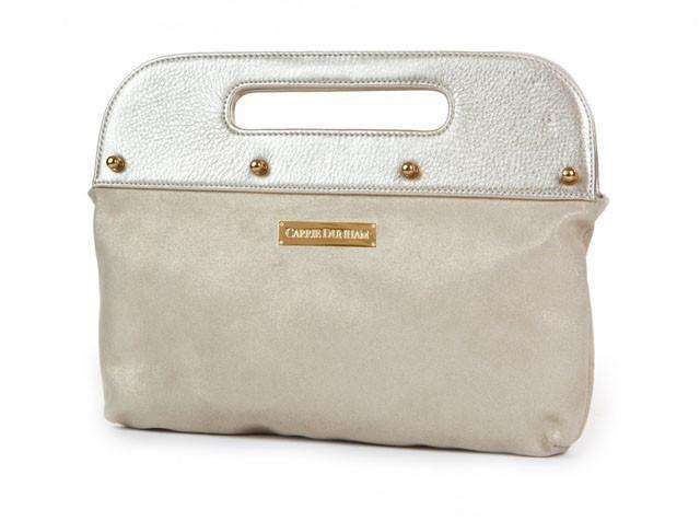 The Dunham Clutch in Metallic Gold with Gold Suede by Carrie Dunham - Country Club Prep