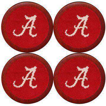 Alabama Needlepoint Coasters in Crimson by Smathers & Branson - Country Club Prep