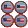 American Flag Needlepoint Coasters in Antique Blue by Smathers & Branson - Country Club Prep