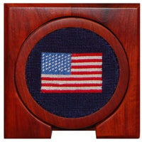 American Flag Needlepoint Coasters in Navy by Smathers & Branson - Country Club Prep